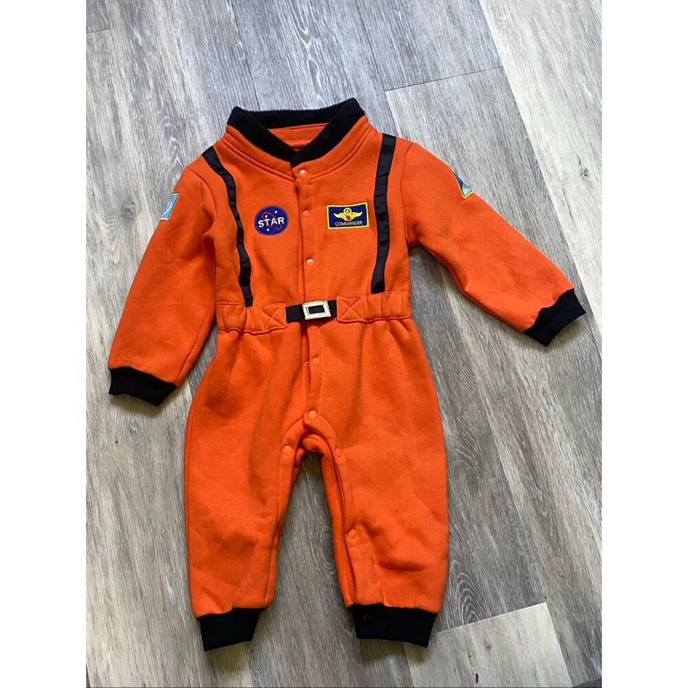 Toddler Astronaut Space Costume Jumpsuit Orange Snap Front Size 2T/3T - Picture 6 of 7